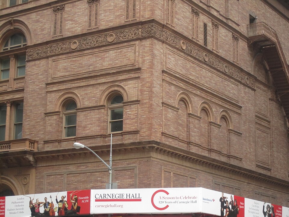 The exterior of Carnegie Hall in New York